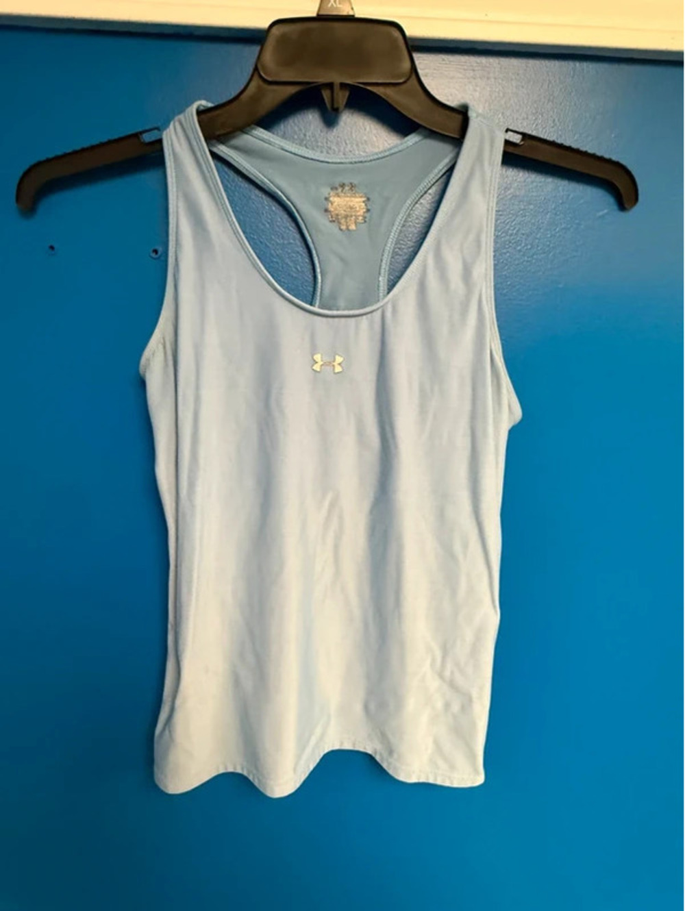 Under Armour Light Blue HeatGear Athletic Tank Top Built In Shelf Bra Small